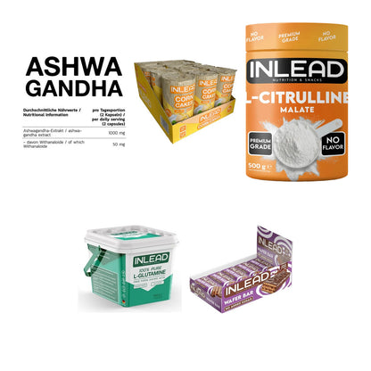 INLEAD Marken-Großset: Ashwagandha + Corn Cakes 6 x + 3 weitere – alle enthaltenen Artikel