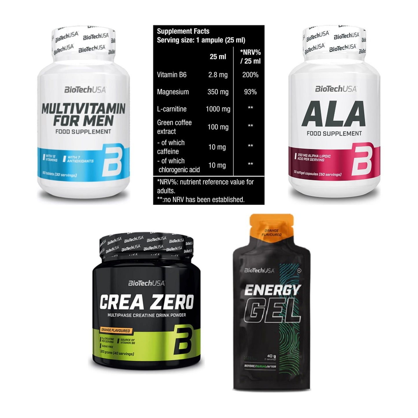 BioTech USA Marken-Großset: Multivitamin + Magna Shot + 3 weitere – alle enthaltenen Artikel