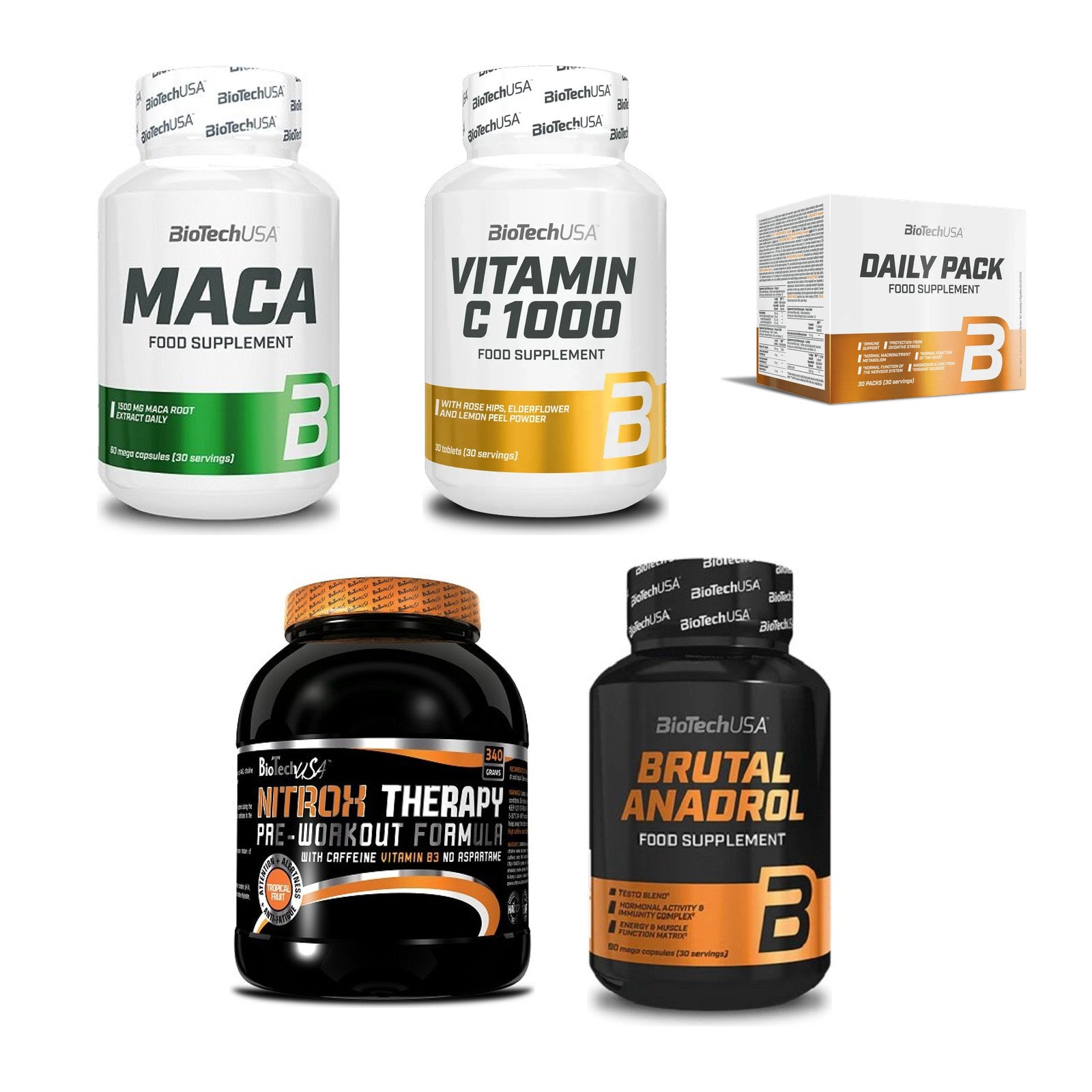 BioTech USA Marken-Großset: Maca + Vitamin C 1000 30 Tabl. + 3 weitere – alle enthaltenen Artikel