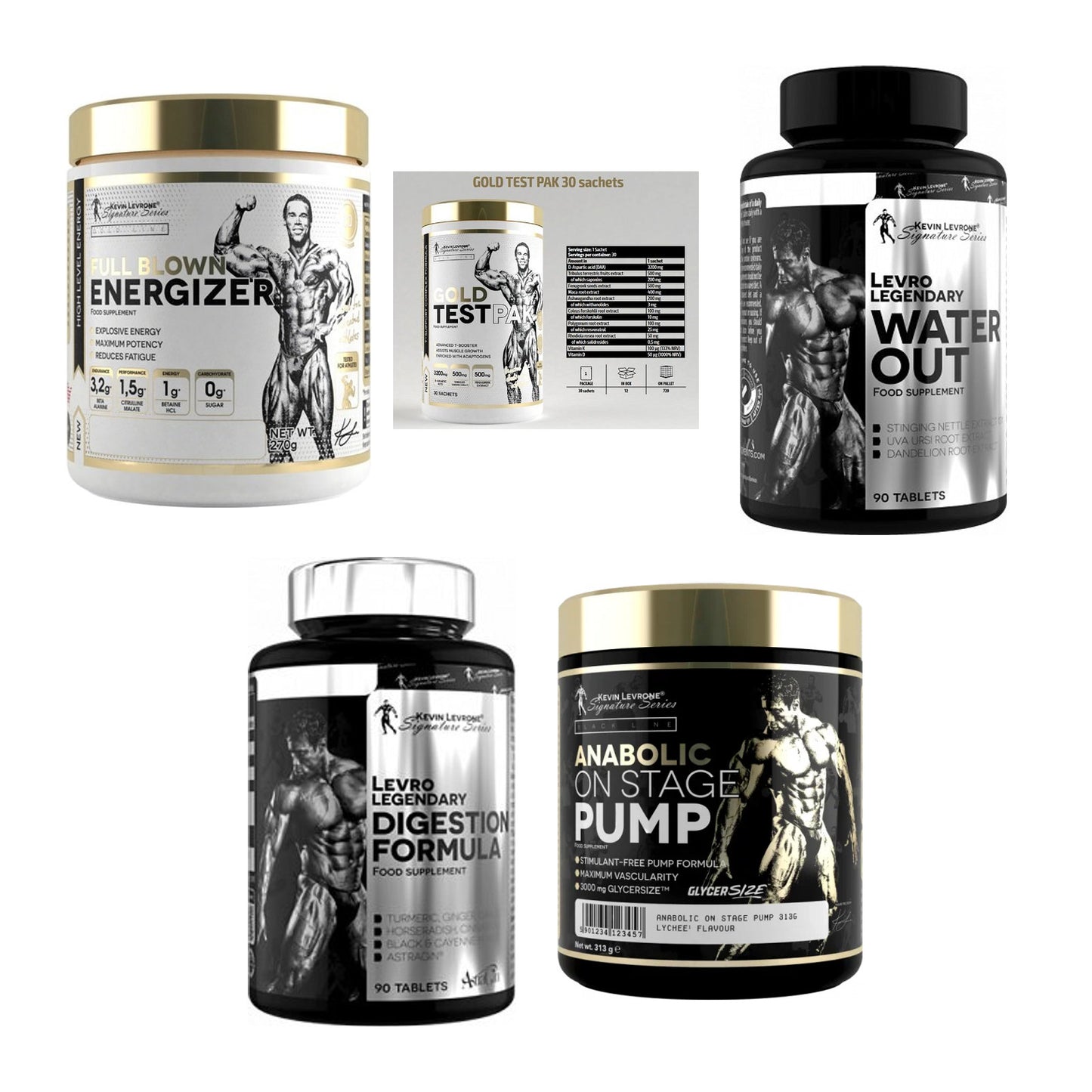 Kevin Levrone Marken-Großset: Levrone Full + Levrone Gold + 3 weitere – alle enthaltenen Artikel