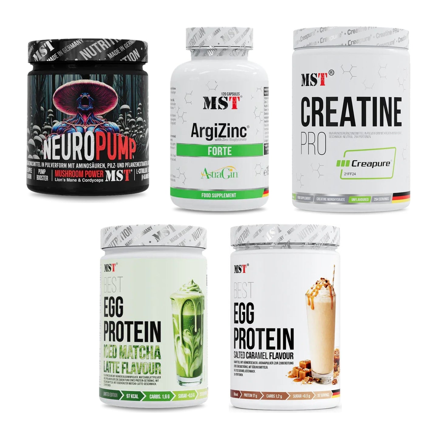 MST Marken-Großset: NeuroPump + ArgiZinc Forte + 3 weitere – alle enthaltenen Artikel