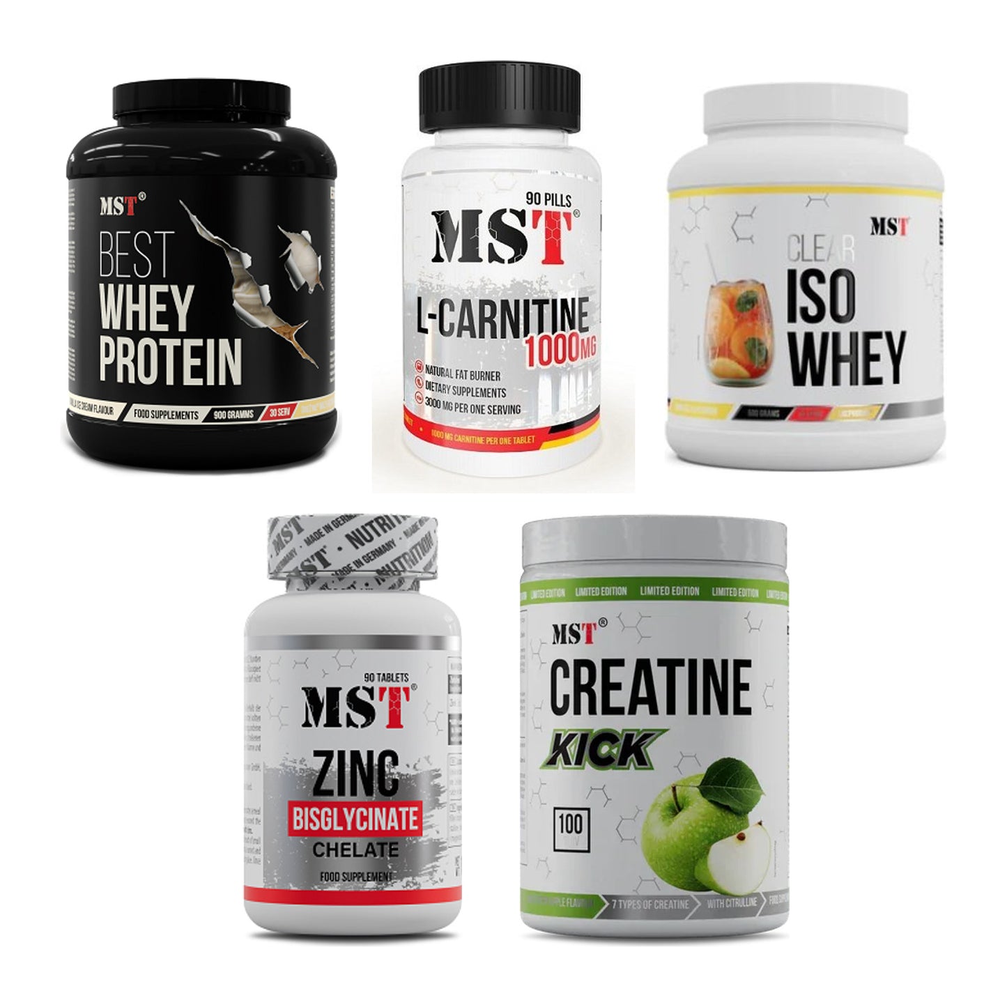MST Marken-Großset: Best Whey Protein + L-Carnitine 1000 + 3 weitere – alle enthaltenen Artikel