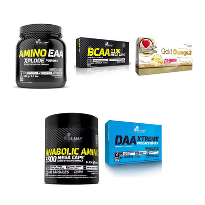 Olimp Marken-Großset: Amino EAA + BCAA Mega Caps + 3 weitere – alle enthaltenen Artikel