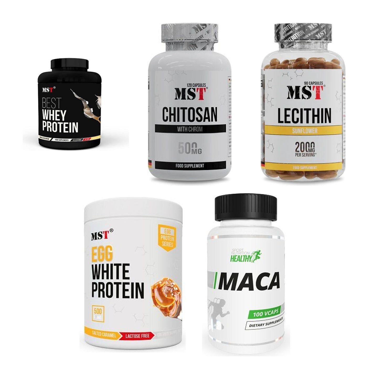 MST Marken-Großset: Best Whey Protein + Chitosan + Chrom + 3 weitere – alle enthaltenen Artikel