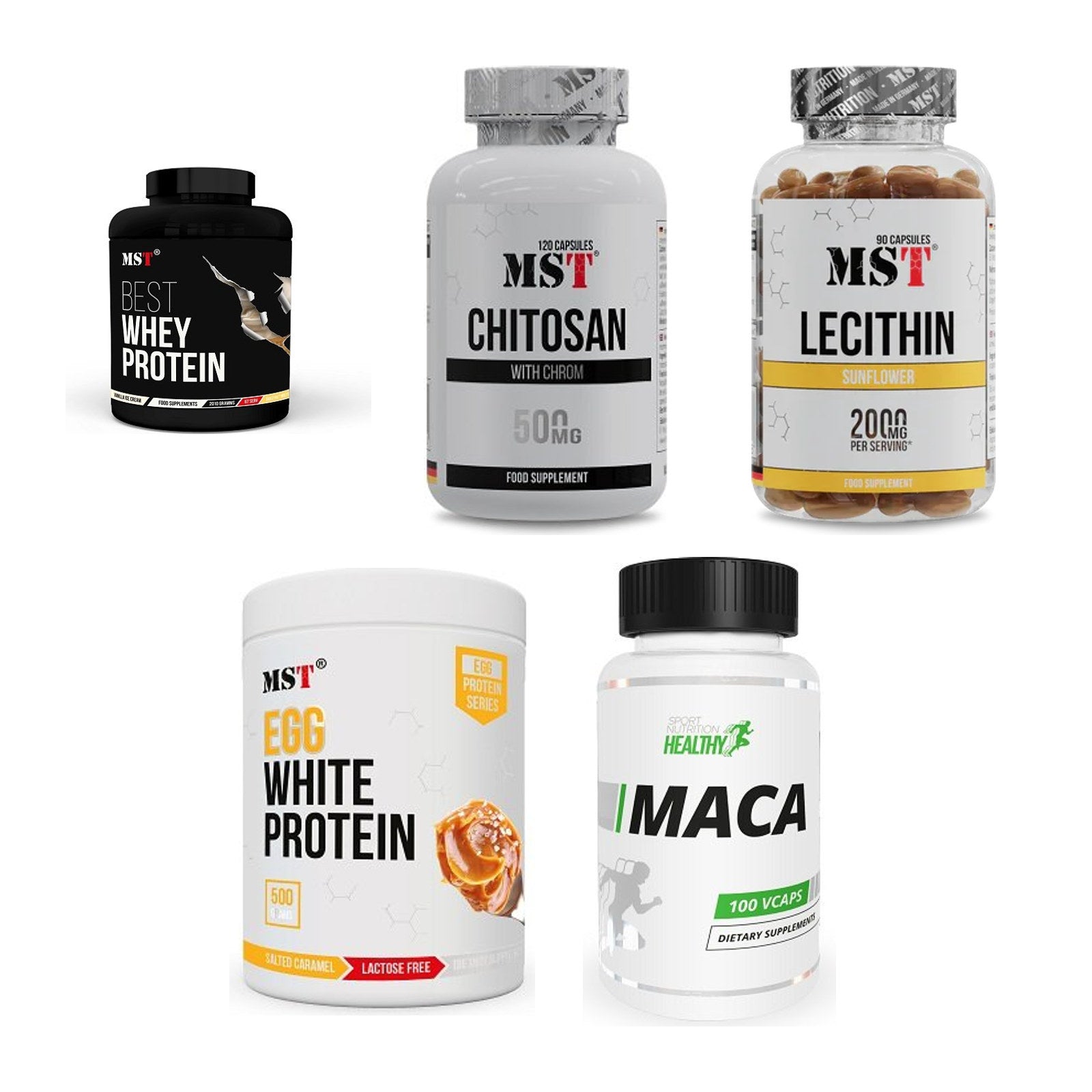 MST Marken-Großset: Best Whey Protein + Chitosan + Chrom + 3 weitere – alle enthaltenen Artikel