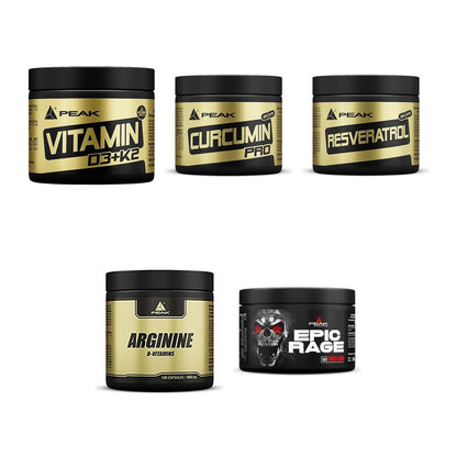 Peak Marken-Großset: Vitamin D3+K2 120 + Curcumin Pro + 3 weitere – alle enthaltenen Artikel
