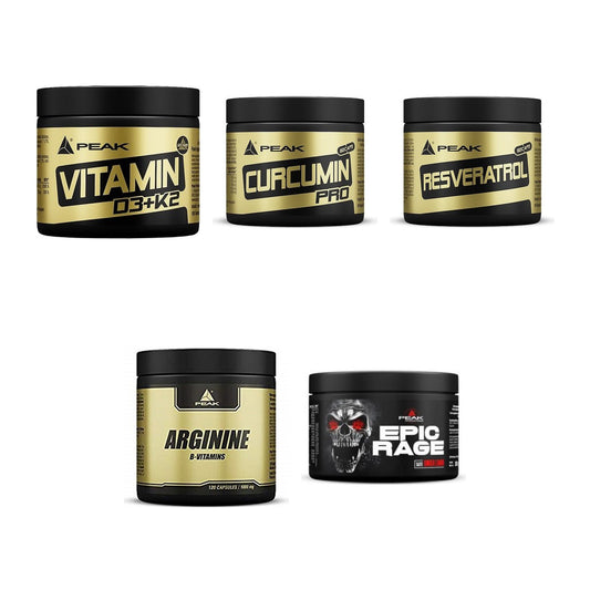 Peak Marken-Großset: Vitamin D3+K2 120 + Curcumin Pro + 3 weitere – alle enthaltenen Artikel