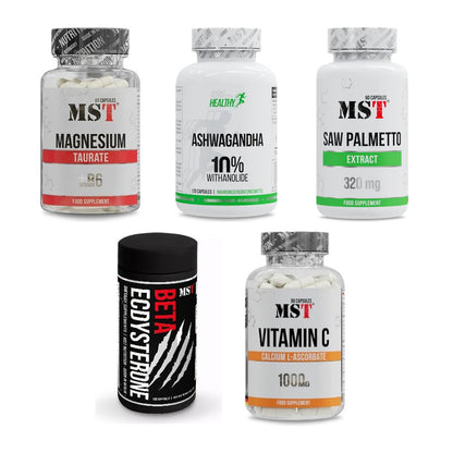 MST Marken-Großset: Magnesium Taurat + Healthy Ashwagand + 3 weitere – alle enthaltenen Artikel