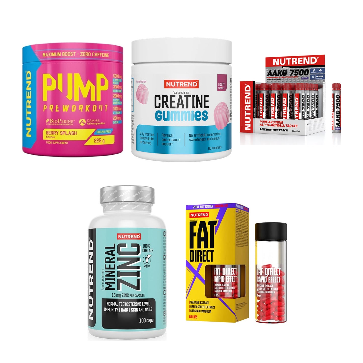 NUTREND Marken-Großset: Pump + Creatine + 3 weitere – alle enthaltenen Artikel