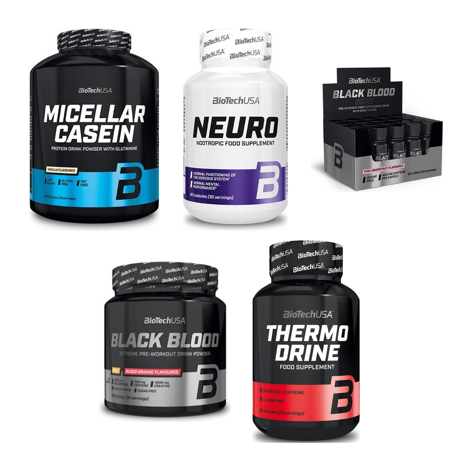 BioTech USA Marken-Großset: Micellar + Neuro + 3 weitere – alle enthaltenen Artikel
