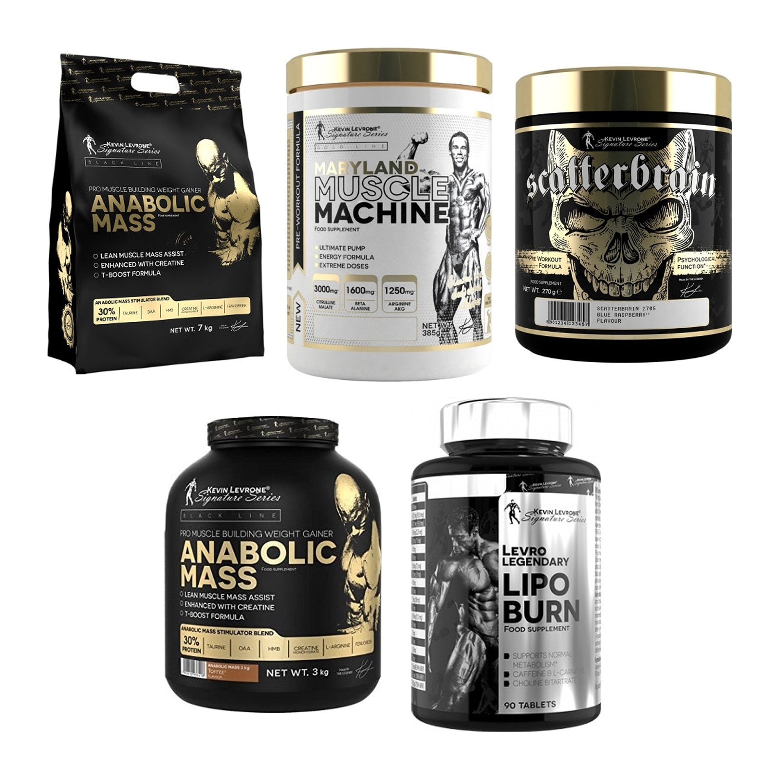 Kevin Levrone Marken-Großset: Levrone Anabolic Mass + 4 weitere – alle enthaltenen Artikel