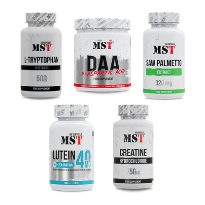 MST Marken-Großset: Tryptophan 500mg + DAA 150 g Neutral + 3 weitere – alle enthaltenen Artikel