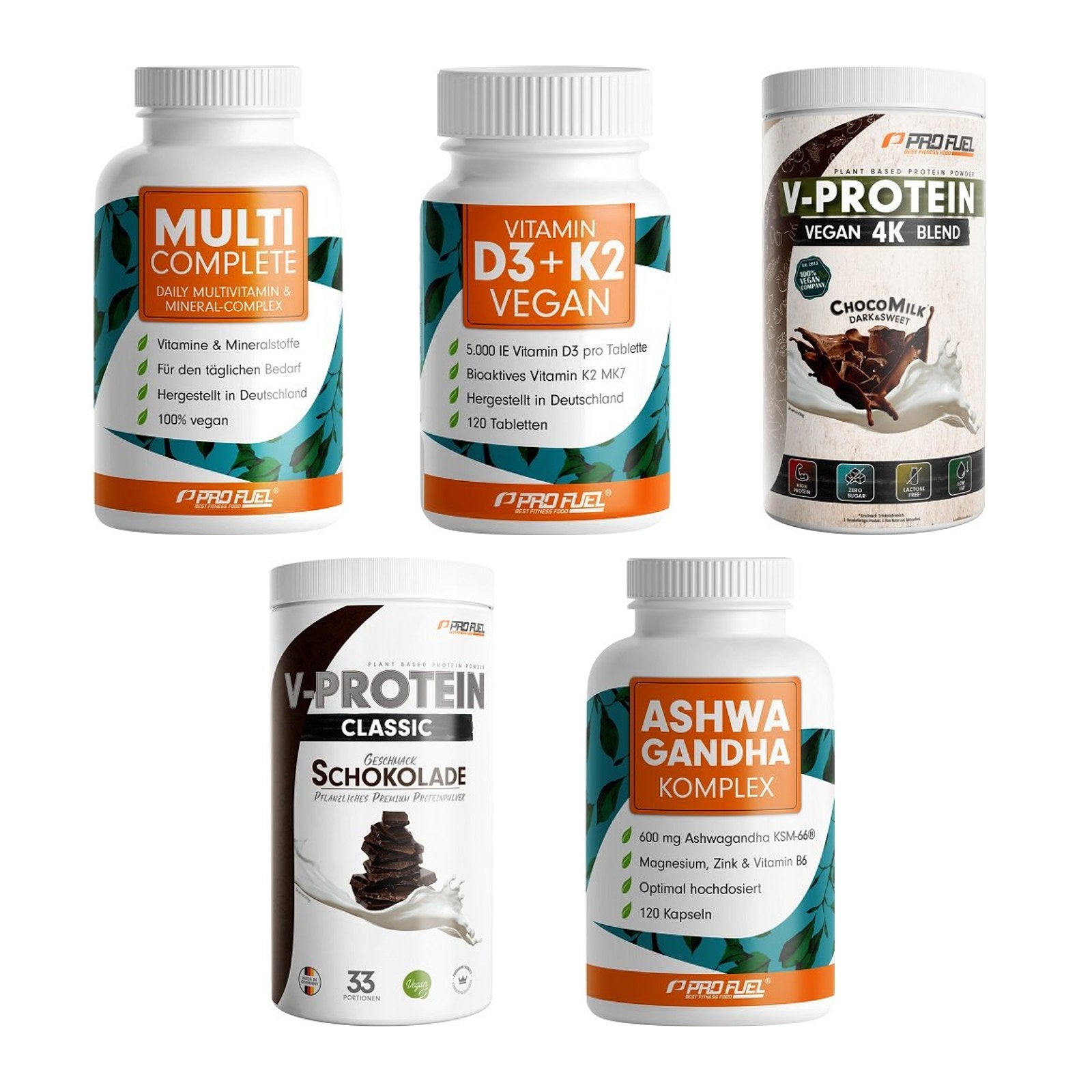 ProFuel Marken-Großset: MULTI COMPLETE + Vitamin D3 & K2 + 3 weitere – alle enthaltenen Artikel