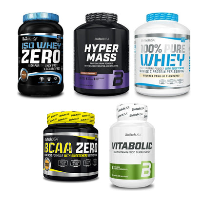 BioTech USA Marken-Großset: Iso Whey Zero + Hyper Mass + 3 weitere – alle enthaltenen Artikel