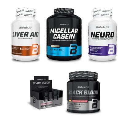 BioTech USA Marken-Großset: Liver Aid + Micellar Casein + 3 weitere – alle enthaltenen Artikel
