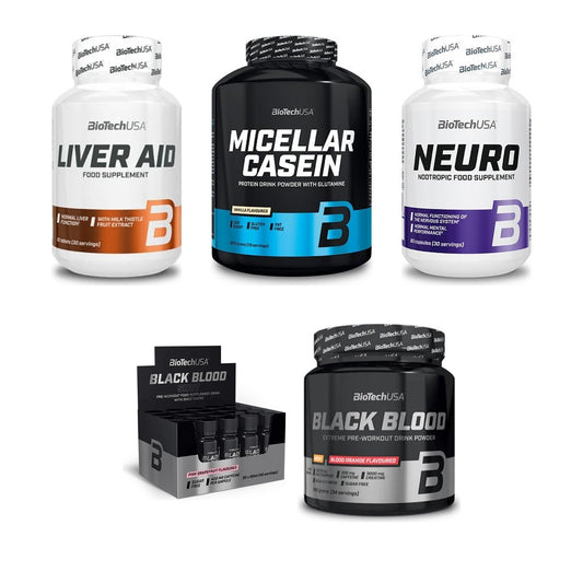 BioTech USA Marken-Großset: Liver Aid + Micellar Casein + 3 weitere – alle enthaltenen Artikel