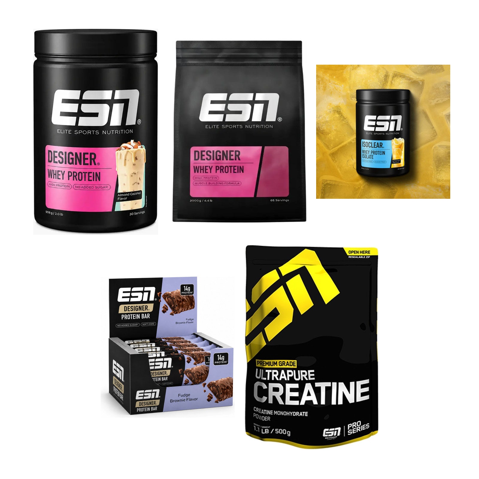 ESN Marken-Großset: Designer Whey + 4 weitere – alle enthaltenen Artikel