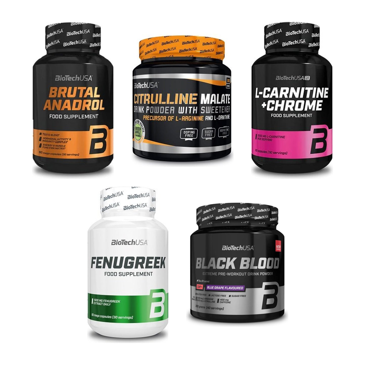 BioTech USA Marken-Großset: Brutal Anadro + Citrulline + 3 weitere – alle enthaltenen Artikel