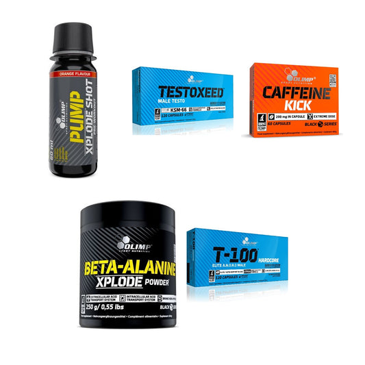 Olimp Marken-Großset: Pump Xplode Shot + Testoxeed + 3 weitere – alle enthaltenen Artikel