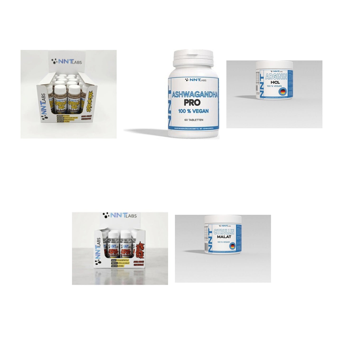 NNT Labs Marken-Großset: Extreme Pre-Wor + Ashwagandha Pro + 3 weitere – alle enthaltenen Artikel