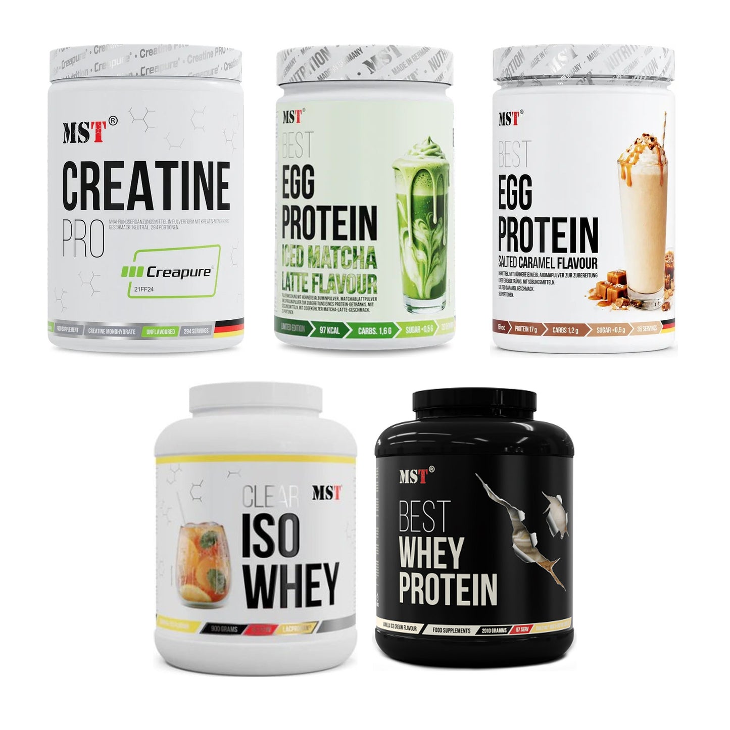 MST Marken-Großset: Creatin Pro + EGG Protein + 3 weitere – alle enthaltenen Artikel