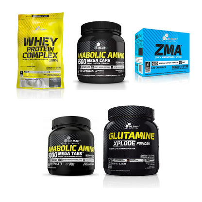 Olimp Marken-Großset: Whey Protein + Anabolic Amino + 3 weitere – alle enthaltenen Artikel
