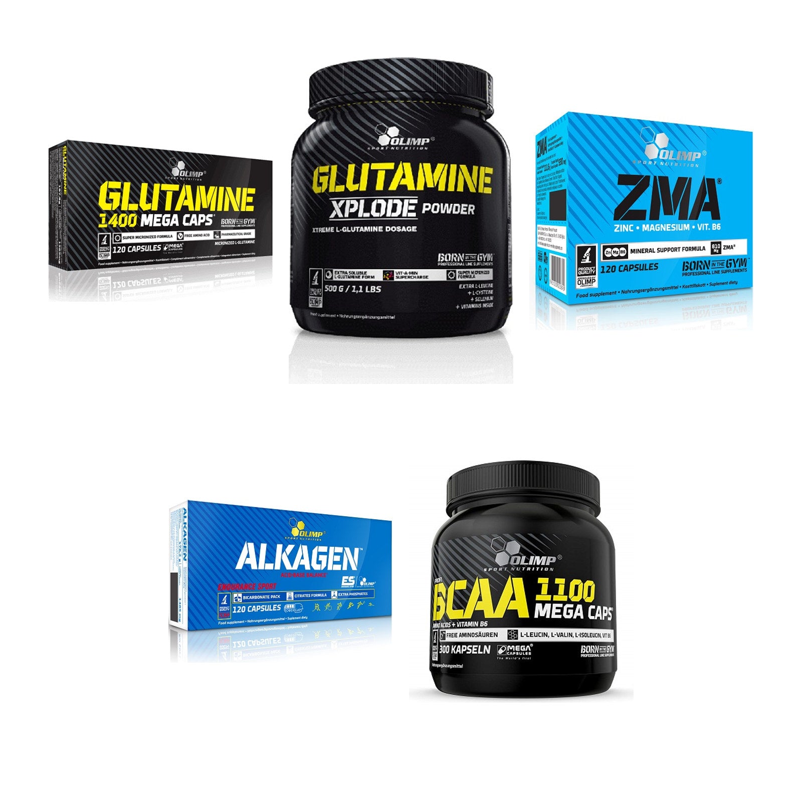 Olimp Marken-Großset: L-Glutamine Mega + L-Glutamine + 3 weitere – alle enthaltenen Artikel