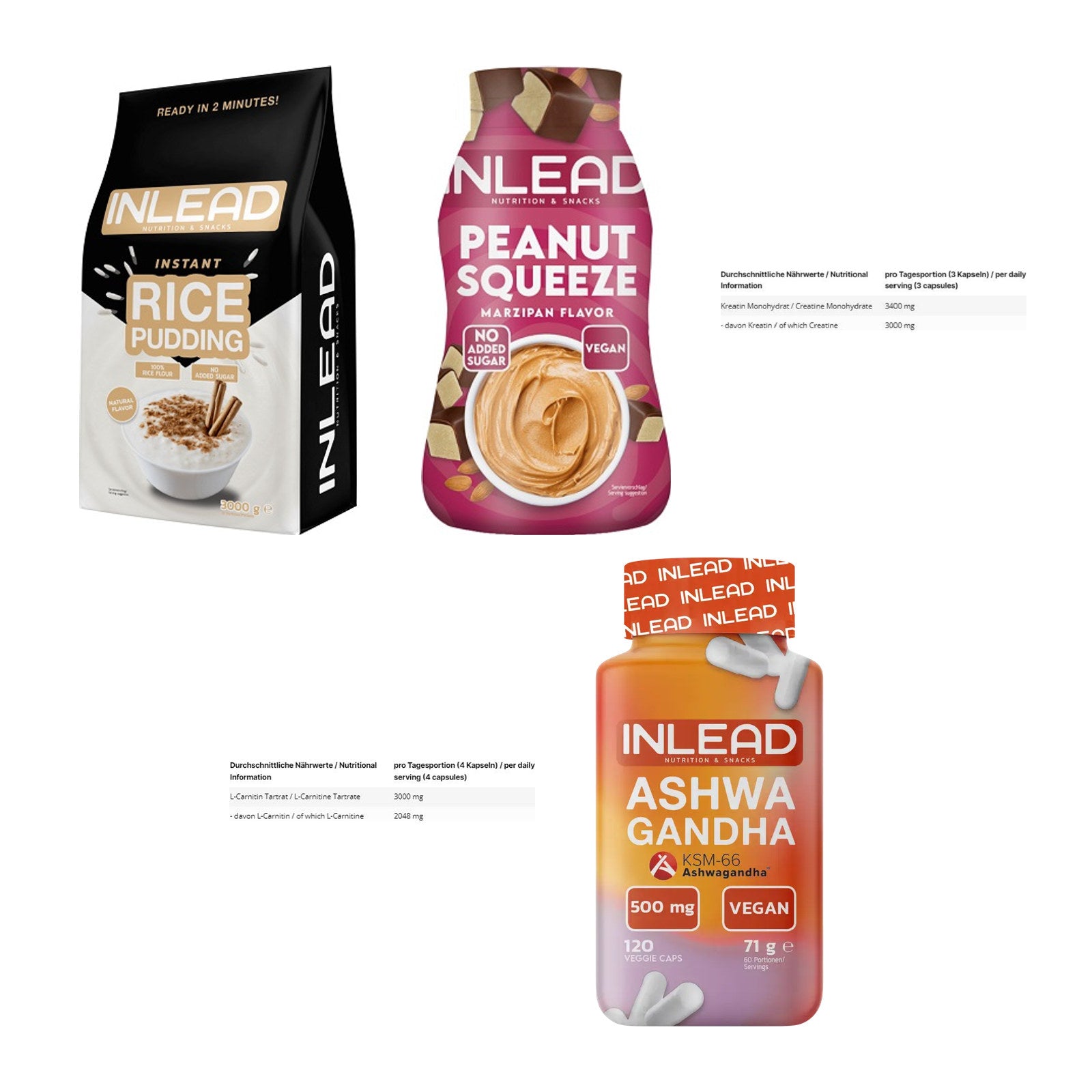 INLEAD Marken-Großset: Instant Rice + Peanut Squeeze + 3 weitere – alle enthaltenen Artikel