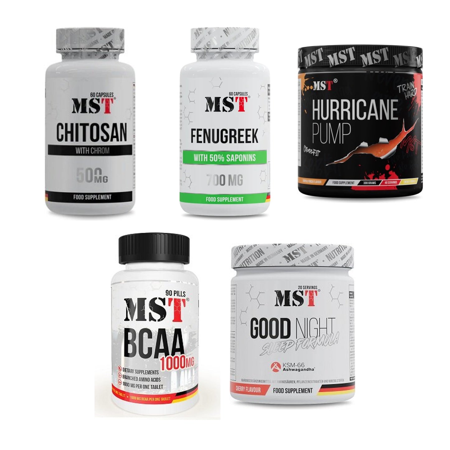 MST Marken-Großset: Chitosan + Chrom + Fenugreek + 3 weitere – alle enthaltenen Artikel