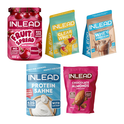 INLEAD Marken-Großset: Fruit Spread + Clear Whey Isolate + 3 weitere – alle enthaltenen Artikel