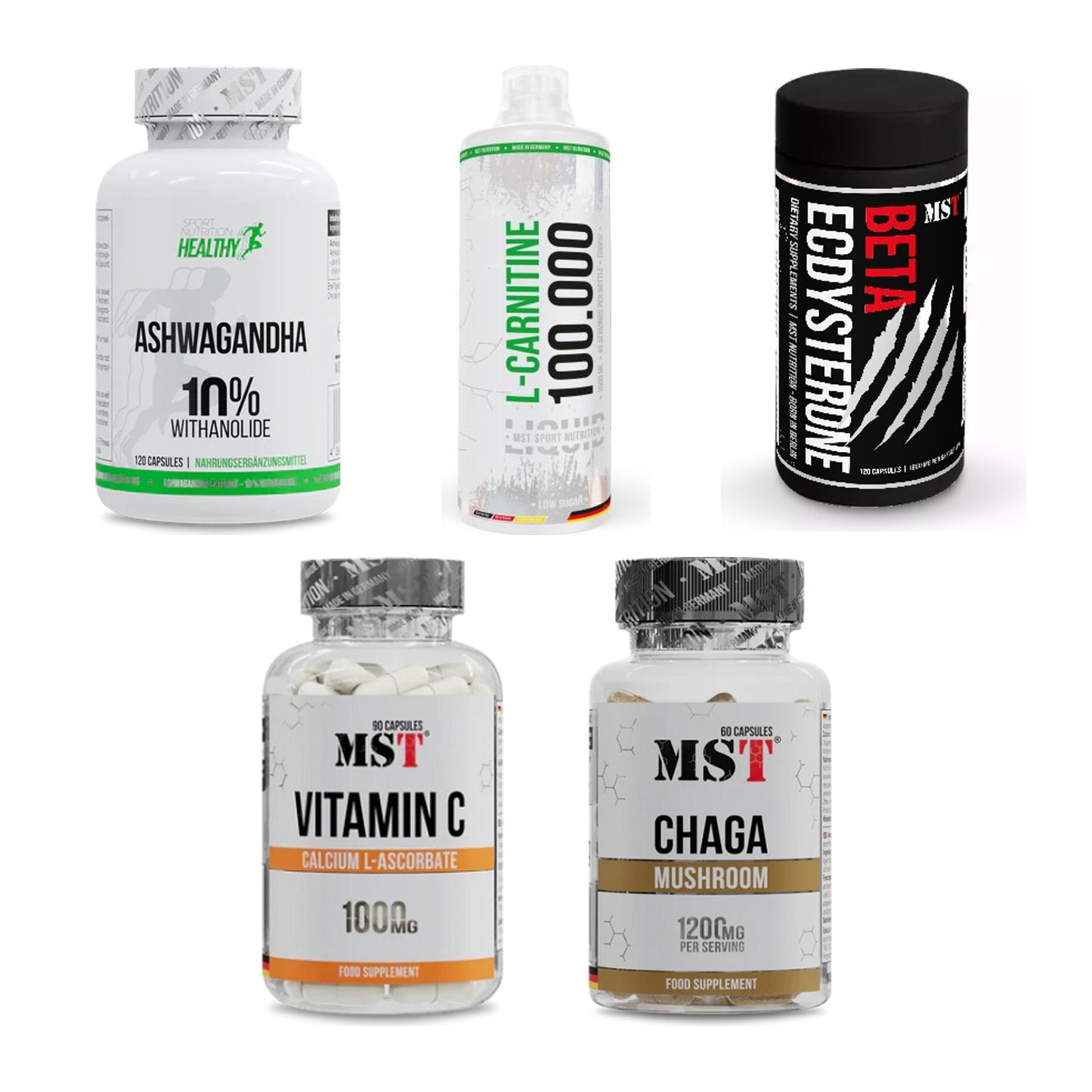 MST Marken-Großset: Healthy Ashwagand + L-Carnitine + 3 weitere – alle enthaltenen Artikel