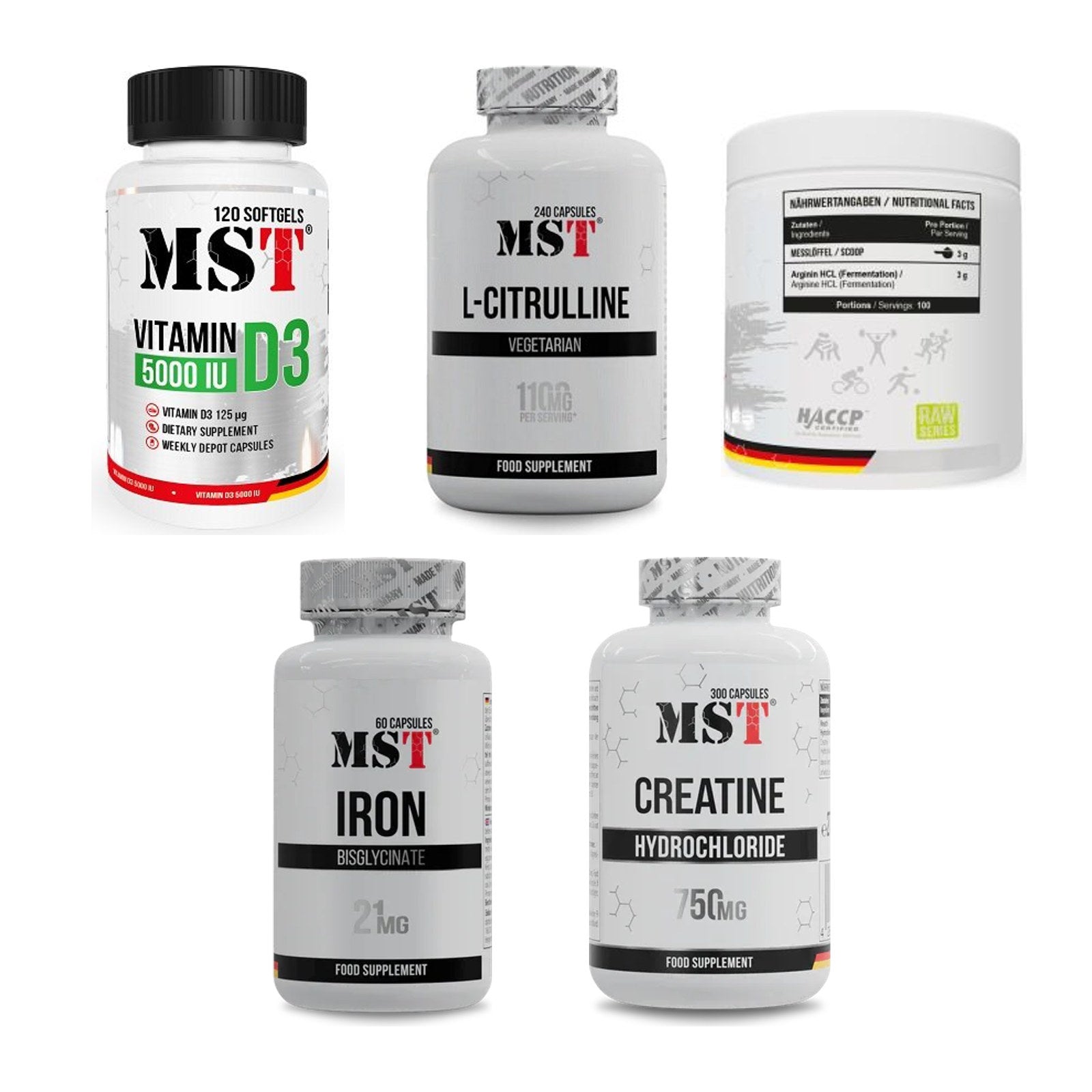 MST Marken-Großset: Vitamin D3 5000IU + Citrulline + 3 weitere – alle enthaltenen Artikel