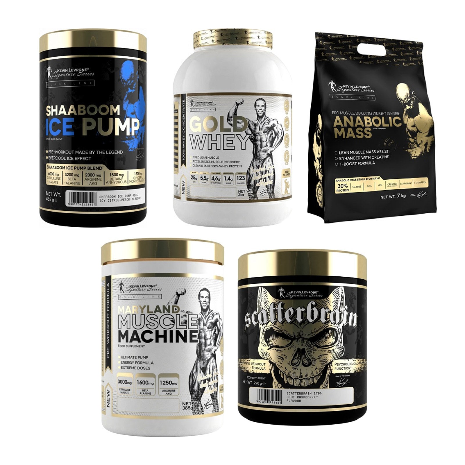 Kevin Levrone Marken-Großset: Levrone + Levrone Gold + 3 weitere – alle enthaltenen Artikel