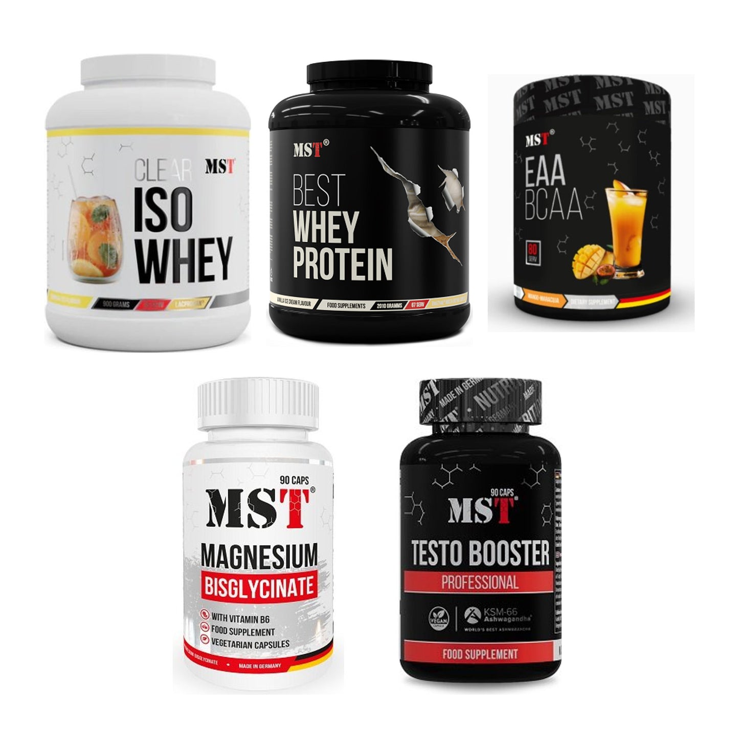MST Marken-Großset: Iso Clear + Best Whey Protein + 3 weitere – alle enthaltenen Artikel
