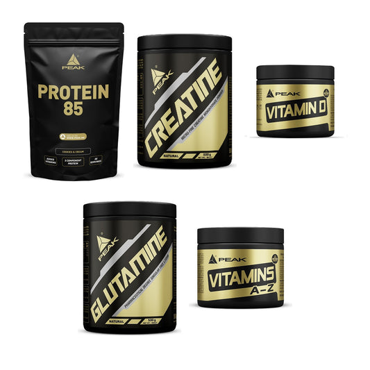 Peak Marken-Großset: Protein 85 + Creatin Powder + 3 weitere – alle enthaltenen Artikel