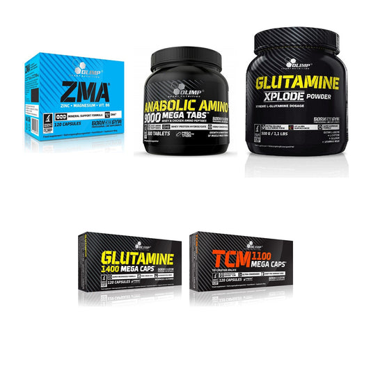 Olimp Marken-Großset: ZMA + Anabolic Amino 9000 Mega Caps + 3 weitere – alle enthaltenen Artikel