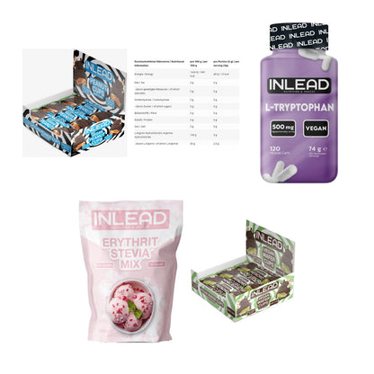 INLEAD Marken-Großset: Peanut Cups + L-Arginin HCL + 3 weitere – alle enthaltenen Artikel