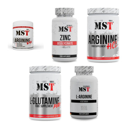 MST Marken-Großset: Arginine RAW + Zinc Chelate + 3 weitere – alle enthaltenen Artikel