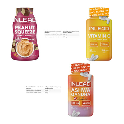 INLEAD Marken-Großset: Peanut Squeeze + Creatine Monohyd + 3 weitere – alle enthaltenen Artikel