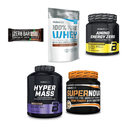 BioTech USA Marken-Großset: Zero Bar + 100% Pure Whey + 3 weitere – alle enthaltenen Artikel