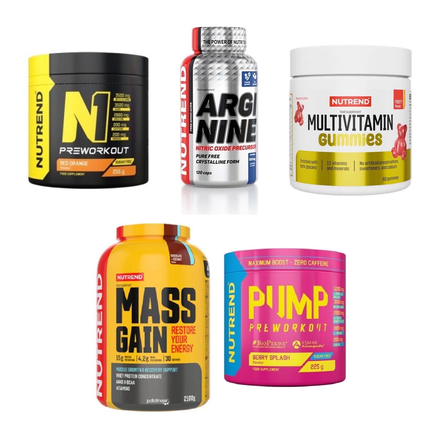 NUTREND Marken-Großset: N1 Preworkout 255g NEU + Arginine + 3 weitere – alle enthaltenen Artikel