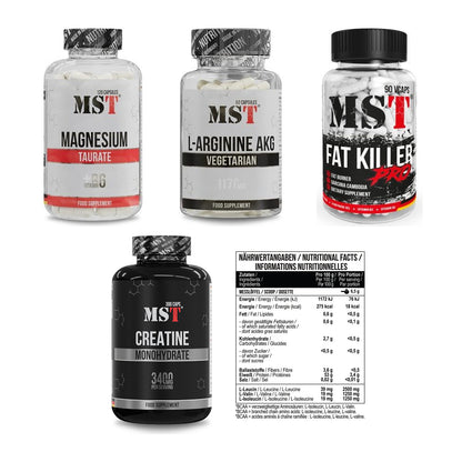 MST Marken-Großset: Magnesium Taurat + Arginin AAKG 1178mg + 3 weitere – alle enthaltenen Artikel