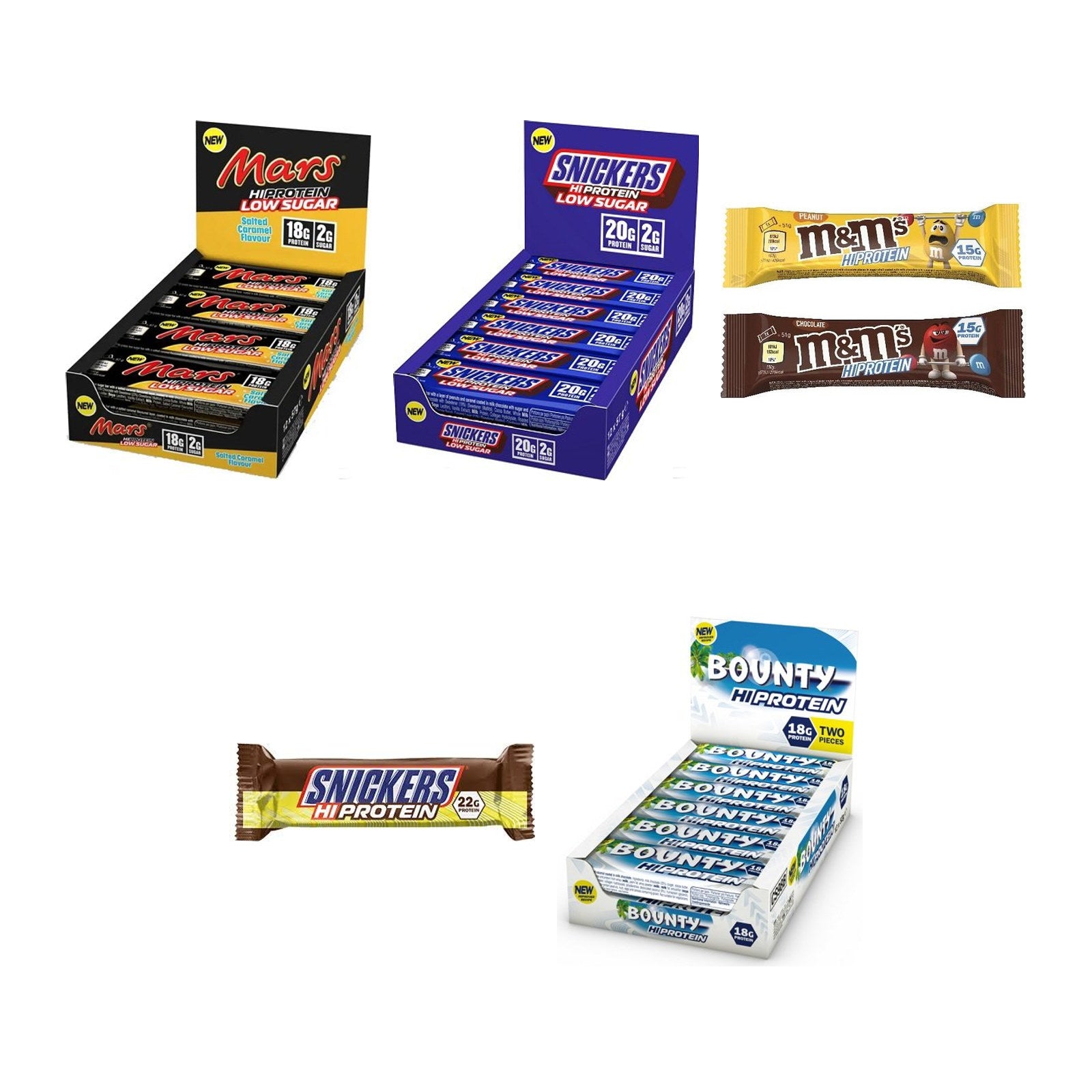 MARS inc. Marken-Riegelbox: 2× Low Sugar + 2× Snickers LOW + 3 weitere – alle enthaltenen Artikel