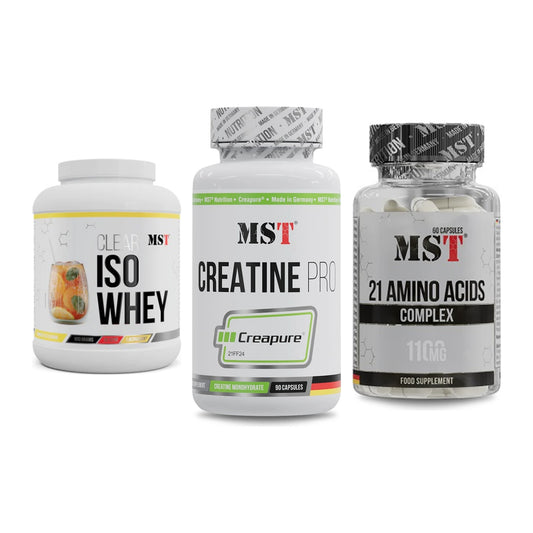 MST Marken-Trio: Iso Clear + Creatine Pro CREAPURE + 21 Amino Acids – alle enthaltenen Artikel