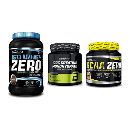 BioTech USA Marken-Trio: Iso Whey Zero + Creatine + BCAA Zero – alle enthaltenen Artikel