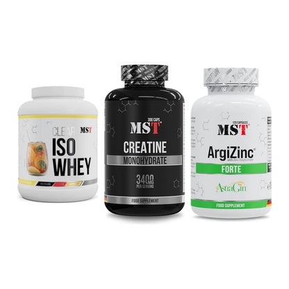MST Marken-Trio: Iso Clear + Creatine Monohydrate + ArgiZinc Forte – alle enthaltenen Artikel
