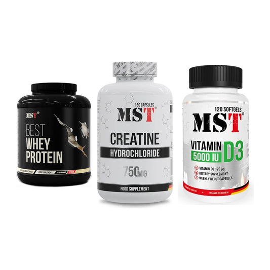 MST Marken-Trio: Best Whey + Creatine HCL + Vitamin D3 – alle enthaltenen Artikel