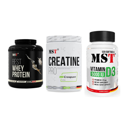 MST Marken-Trio: Best Whey + Creatin Pro + Vitamin D3 – alle enthaltenen Artikel