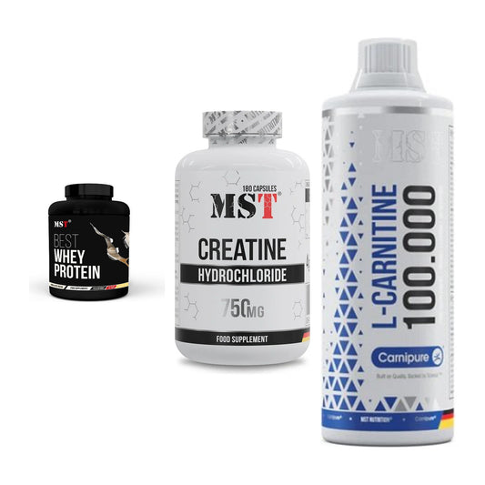 MST Marken-Trio: Best Whey + Creatine HCL + L-Carnitine – alle enthaltenen Artikel