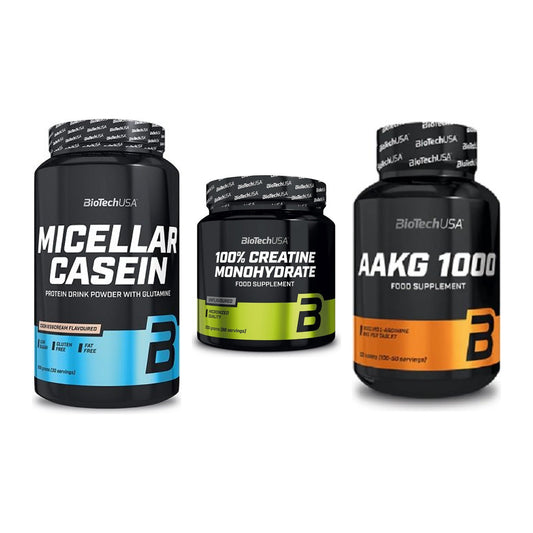 BioTech USA Marken-Trio: Micellar + Creatine + AAKG 1000mg – alle enthaltenen Artikel